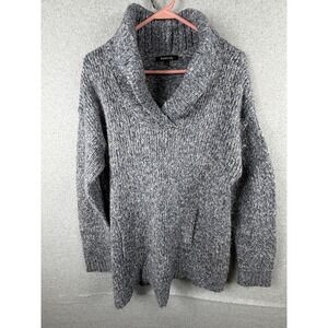 Relativity Sweater Womens Large Gray Cowl Neck Chunky Knit Long Sleeve Pockets